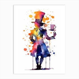 Alice In Wonderland Colourful Watercolour Mad Hatter Art Print