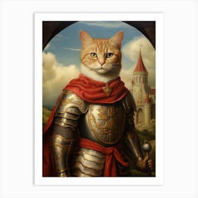 Cat In Medieval Armour 2 Art Print