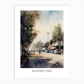 Monterey Park Watercolor 4travel Poster Art Print