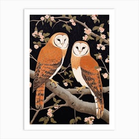 Art Nouveau Birds Poster Barn Owl 3 Art Print