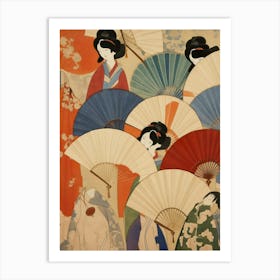 Japanese Fans Sensu Illustration 3 Art Print