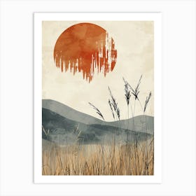 sunset in the field Art Print