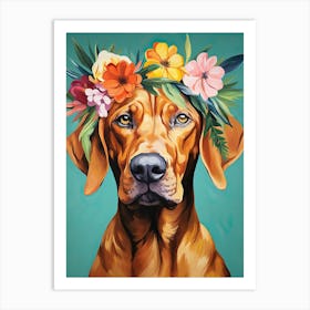 Rhodesian Ridgeback Portrait With A Flower Crown, Matisse Painting Style 3 Art Print