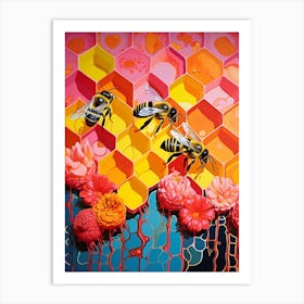 Honeycomb Bee Colour Pop 1 Art Print