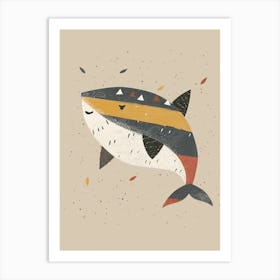 Muted Pastel Patterned Shark 1 Art Print