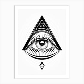 Balance, Symbol, Third Eye Simple Black & White Illustration 2 Art Print