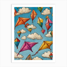 Kites In The Sky 2 Art Print