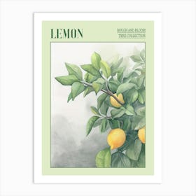 Lemon Tree Atmospheric Watercolour Painting 1 Poster Art Print