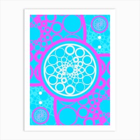 Geometric Glyph in White and Bubblegum Pink and Candy Blue n.0010 Art Print