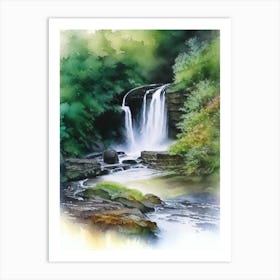 Sgwd Clun Gwyn, United Kingdom Water Colour  Art Print