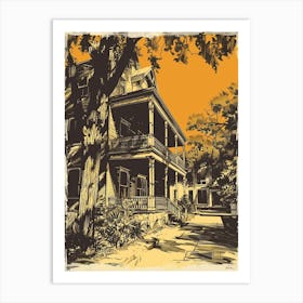 Duotone Illustration Rainey Street Historic District Austin Texas 5 Art Print