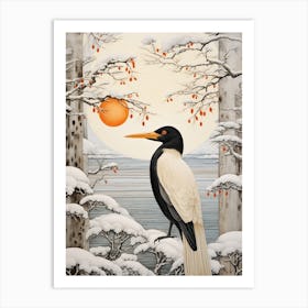 Winter Bird Painting Cormorant 1 Art Print