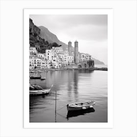 Amalfi, Italy, Mediterranean Black And White Photography Analogue 3 Art Print