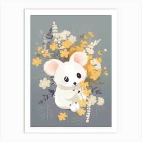 Cute Kawaii Flower Bouquet With A Climbing Possum 5 Art Print