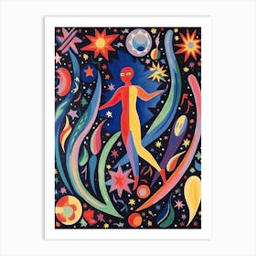 Astronaut Colourful Illustration 11 Art Print