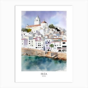 Ibiza Spain Watercolour Travel Poster 3 Art Print