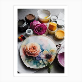 Watercolor Roses 1 Art Print