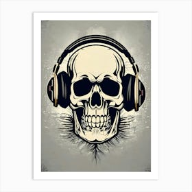 Skull With Headphones 95 Art Print