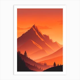 Misty Mountains Vertical Composition In Orange Tone 232 Art Print