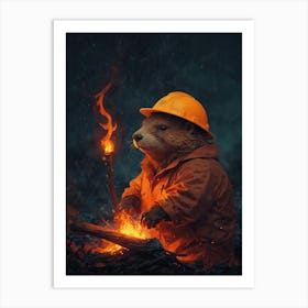 Beaver On Fire 1 Art Print