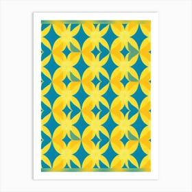 Yellow And Blue Abstract Pattern Art Print