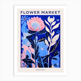 Blue Flower Market Poster Protea 2 Art Print