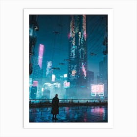 Artificial Intelligence Embodied In A Sleek Towering Structure With Neon Circuit Patterns Neon Lit 2 1 Art Print