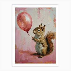 Cute Squirrel 3 With Balloon Art Print