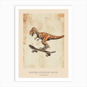 Utahraptor Vintage Dinosaur Poster 1 Art Print