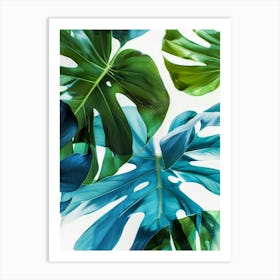 Tropical Leaves On White Background Art Print