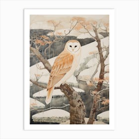 Winter Bird Painting Barn Owl 2 Art Print