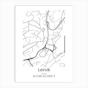 Leirvik,Norway Minimalist Map Art Print