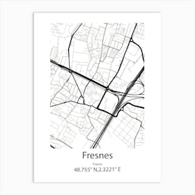 Fresnes,France Minimalist Map Art Print