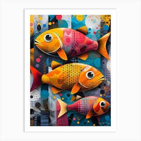 Fishes, Vibrant, Bold Colors, Pop Art Art Print