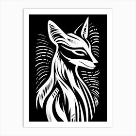 Linocut Fox Illustration 7  Art Print