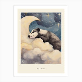 Sleeping Baby Badger Nursery Poster Art Print