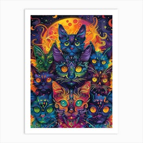 Psychedelic Cat 23 Art Print