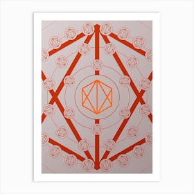 Geometric Abstract Glyph Circle Array in Tomato Red n.0175 Art Print