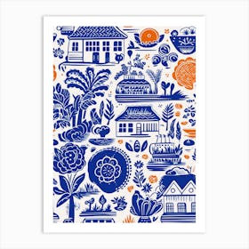 Cape Town In South Africa, Inspired Travel Pattern 4 Art Print