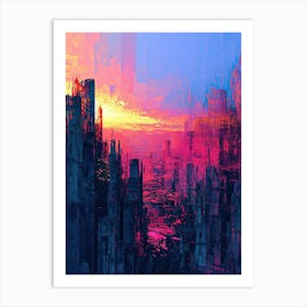 Abstract Cityscape | Pixel Art Series 3 Art Print