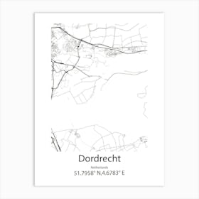 Dordrecht,Netherlands Minimalist Map Art Print