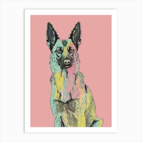 Pastel Belgian Tervuren Dog Pastel Line Illustration 2 Art Print
