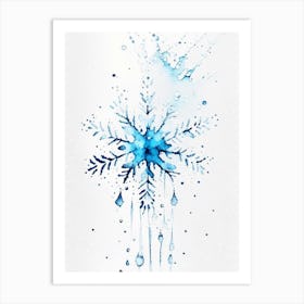 Water, Snowflakes, Minimalist Watercolour 4 Art Print