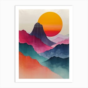 'Sunset In The Mountains' 1 Art Print