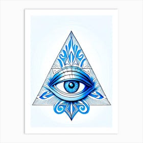 Pineal Gland, Symbol, Third Eye Blue & White 3 Art Print