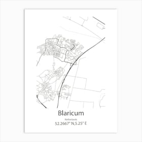 Blaricum,Netherlands Minimalist Map Art Print