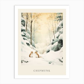Winter Watercolour Chipmunk 3 Poster Art Print