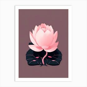 A Pink Lotus In Minimalist Style Vertical Composition 54 Art Print