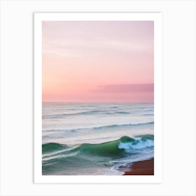 Croyde Bay Beach, Devon Pink Photography 2 Art Print