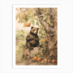 Storybook Animal Watercolour Black Bear 1 Art Print
